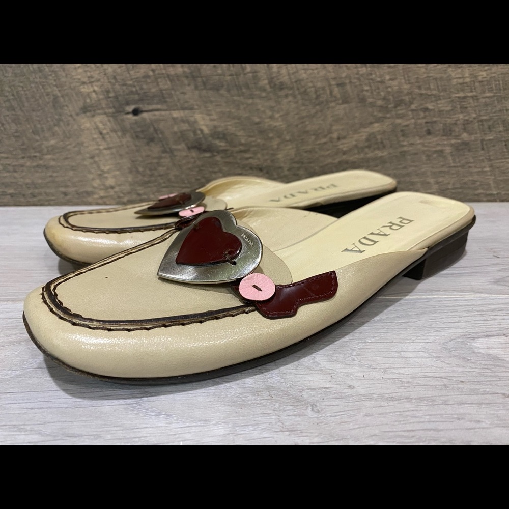 PRADA Heart slip on flats Sz 36 made in Italy